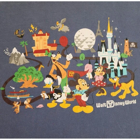 Walt Disney World Graphic T-Shirt Size XS 50th Anniversary Blue Long Sleeve - Picture 2 of 9